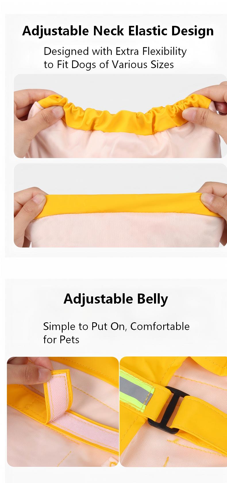 AuriPaw Large Dog Raincoat with Hood – Waterproof Reflective Dog Rain Jacket, Lightweight Two-Leg Rain Cape for Outdoor Walking & Safety