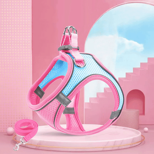 Adjustable Pet Harness with Reflective Leash - Breathable Design for Dogs & Cats