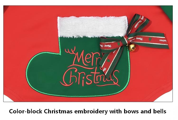 Dog Christmas Outfit with Bells & Bow Accessories, Festive Pet Sweatshirt – Two Colors Available