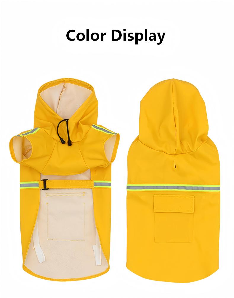 AuriPaw Large Dog Raincoat – Waterproof Reflective Dog Rain Jacket with Hood, Lightweight Two-Leg Design for Outdoor Walking & Safety