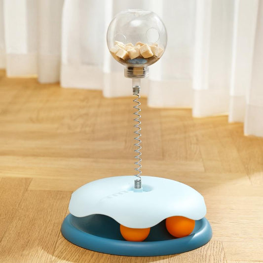 Interactive Cat Toy Set – Treat Dispensing Ball, Teaser Wand & Spinning Play Station for Self-Entertainment